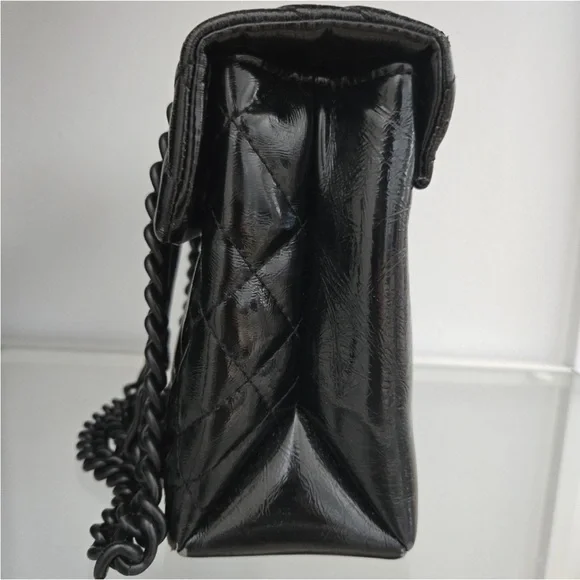 Kurt Geiger Black Quilted Patent Chain Shoulder Bag - Picture 3 of 6